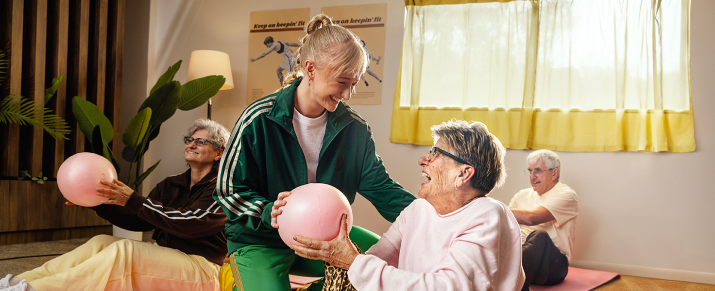 aged care worker with elderly people